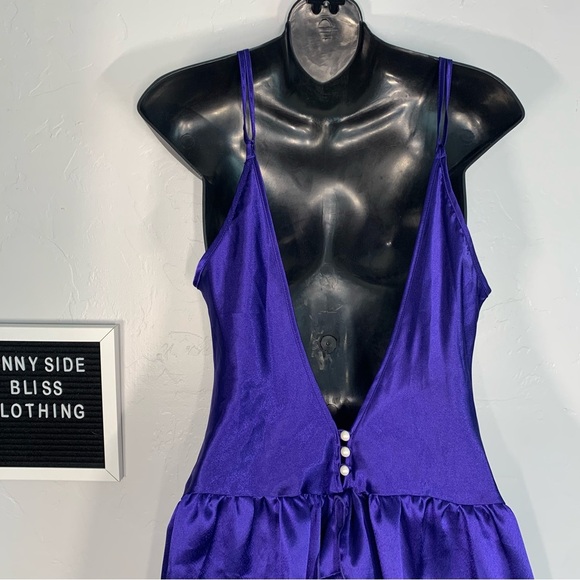 Purple Satin Babydoll Lingerie Dress Chemise Nightwear Sleepwear Size Large - Picture 6 of 9